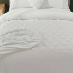 Snug City Super Soft Teddy Duvet Cover Set Heart Embossed Cozy Fleece Bedding in White - Size: Single - thumbnail 2