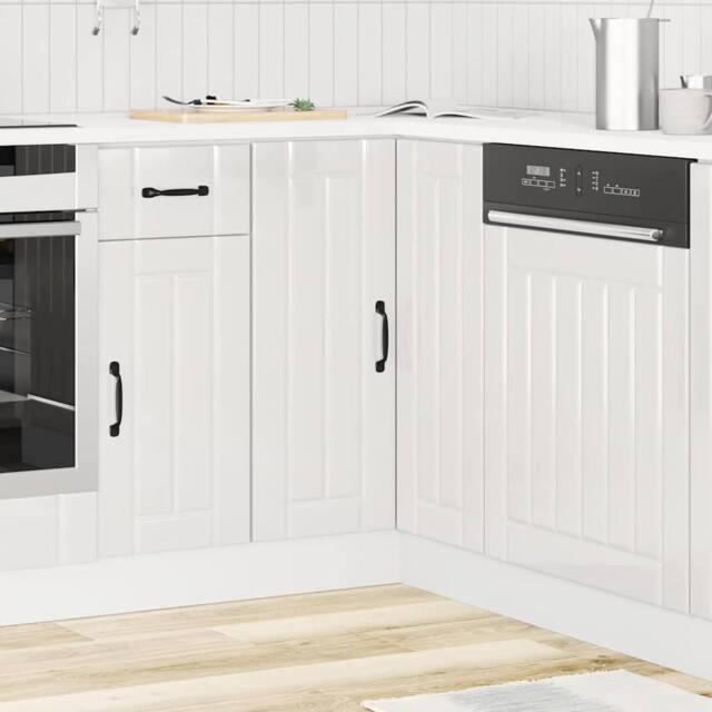 Berkfield Home Kitchen Corner Base Cabinet Lucca High Gloss White Engineered Wood - image 1