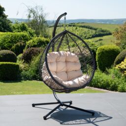 Artemis Home Lynton Garden Hanging Egg Chair in Cream - thumbnail 1