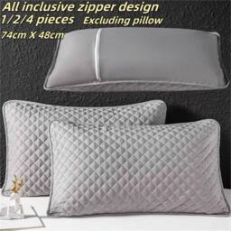 Ventryn 2 Pack Zipped Pillow Cases Anti Bed Bug Dust Mite Protectors in Grey - Size: Double - thumbnail 2