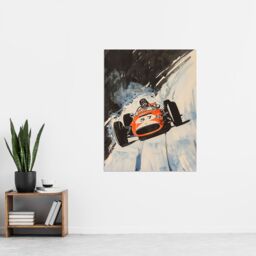 "Artery8 Vintage Automobile Racing Watercolour Wall Art Print in Grey - Size: W18"" x H24""" - thumbnail 4