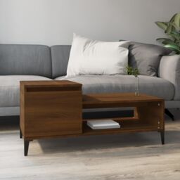 Berkfield Home Coffee Table Brown Oak 100x50x45 cm Engineered Wood - Size: 100 x 50 x 45 cm - thumbnail 1