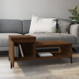 Berkfield Home Coffee Table Brown Oak 100x50x45 cm Engineered Wood - Size: 100 x 50 x 45 cm - thumbnail 3