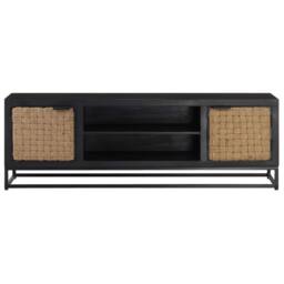 Berkfield Home TV Cabinet 120x30x40 cm Solid Mango Wood in Black - Size: 120 x 30 x 40 cm - thumbnail 1