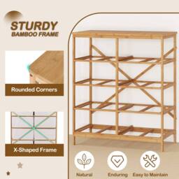 Gymax Bamboo Storage Tower 8-Drawer Dresser With Folding Fabric Drawers in Beige - thumbnail 8