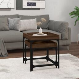 Berkfield Home Side Tables 2 pcs Brown Oak Engineered Wood - thumbnail 3