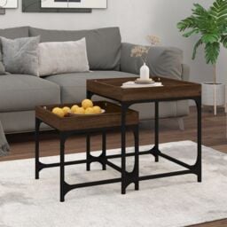 Berkfield Home Side Tables 2 pcs Brown Oak Engineered Wood - thumbnail 1