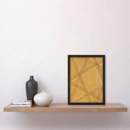 Artery8 Furuya Korin Framed Wall Art Print Abstract Geometric Plaid Pattern in Beige - Size: A4 - thumbnail 2