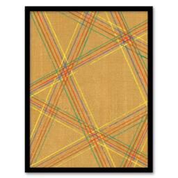 Artery8 Furuya Korin Framed Wall Art Print Abstract Geometric Plaid Pattern in Beige - Size: A4 - thumbnail 1