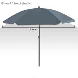 KandyToys Out There 2.4m Garden Parasol Umbrella Sun Shade with Adjustable Height Tilt Function & UPF40+ Protection in Grey - thumbnail 3