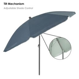 KandyToys Out There 2.4m Garden Parasol Umbrella Sun Shade with Adjustable Height Tilt Function & UPF40+ Protection in Grey - thumbnail 6