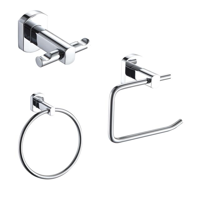Showerdrape Admiralty Chrome Stainless Steel Wall Mounted 3 Piece Bathroom Accessory Set in Silver - image 1