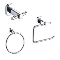 Showerdrape Admiralty Chrome Stainless Steel Wall Mounted 3 Piece Bathroom Accessory Set in Silver