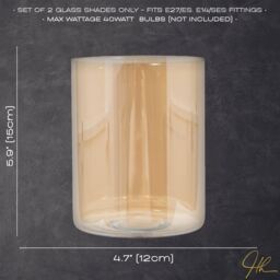 Happy Homewares Pair of Amber Tinted Glass Shades with Rectangular Shape for E14 & E27 Bulbs - thumbnail 6