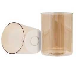 Happy Homewares Pair of Amber Tinted Glass Shades with Rectangular Shape for E14 & E27 Bulbs - thumbnail 2