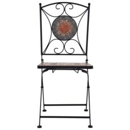 Berkfield Home Mosaic Bistro Chairs 2 pcs Orange/Grey in Orange - thumbnail 3