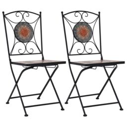 Berkfield Home Mosaic Bistro Chairs 2 pcs Orange/Grey in Orange - thumbnail 1