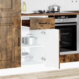 Berkfield Home Kitchen Base Cabinet Kalmar Smoked Oak Engineered Wood in Brown - thumbnail 3