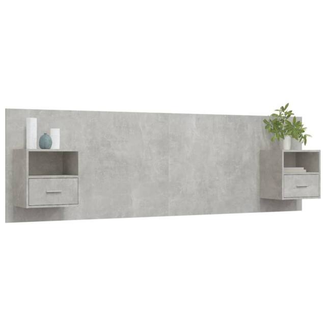 Berkfield Home Classic Bed Headboard with Cabinets Concrete Grey Engineered Wood - image 1