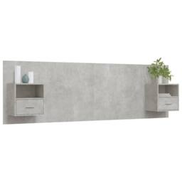 Berkfield Home Classic Bed Headboard with Cabinets Concrete Grey Engineered Wood - thumbnail 1