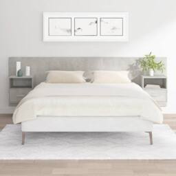 Berkfield Home Classic Bed Headboard with Cabinets Concrete Grey Engineered Wood - thumbnail 2