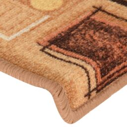 Berkfield Home Stair Mats Self-adhesive 15 pcs 65x21x4 cm Beige - Size: Medium - thumbnail 6