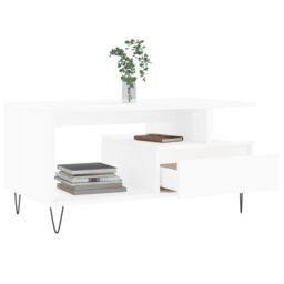 Berkfield Home Coffee Table White 90x49x45 cm Engineered Wood - Size: 90 x 49 x 45 cm - thumbnail 4