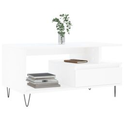 Berkfield Home Coffee Table White 90x49x45 cm Engineered Wood - Size: 90 x 49 x 45 cm - thumbnail 3