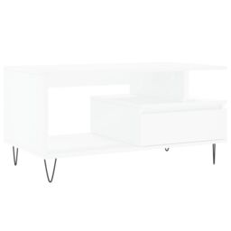 Berkfield Home Coffee Table White 90x49x45 cm Engineered Wood - Size: 90 x 49 x 45 cm - thumbnail 2