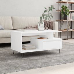 Berkfield Home Coffee Table White 90x49x45 cm Engineered Wood - Size: 90 x 49 x 45 cm - thumbnail 1