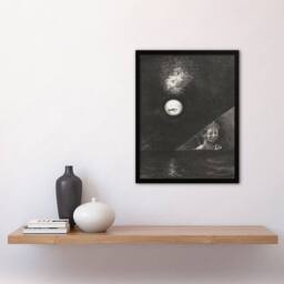 Artery8 Odilon Redon Framed Wall Art Angel of Certitude & Questioning Eye in Grey - Size: A4 - thumbnail 2