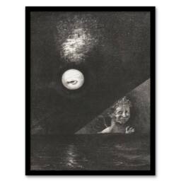Artery8 Odilon Redon Framed Wall Art Angel of Certitude & Questioning Eye in Grey - Size: A4 - thumbnail 1