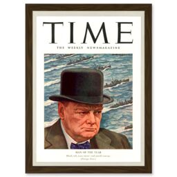 Artery8 Magazine War 1941 Winston Churchill 'Man Of The Year' Time A4 Artwork Framed Wall Art Print in Brown - thumbnail 1