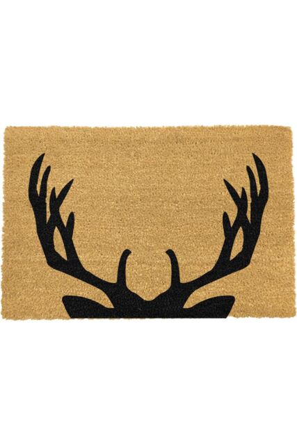 Artsy Mats Stag Antlers Doormat - Regular 60x40cm in Black - Size: 40 cm x 60 cm - image 1