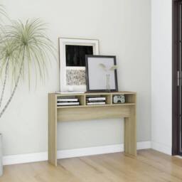 Berkfield Home Decorative Console Table Sonoma Oak 105x30x80 cm Engineered Wood in Light Brown - Size: 105 x 30 x 80 cm - thumbnail 2