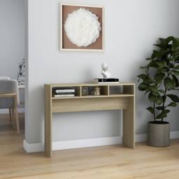 Berkfield Home Decorative Console Table Sonoma Oak 105x30x80 cm Engineered Wood in Light Brown - Size: 105 x 30 x 80 cm