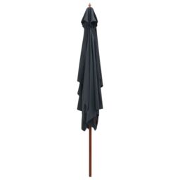 Berkfield Home Outdoor Parasol with Wooden Pole 200x300 cm Anthracite in Black - thumbnail 3