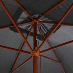 Berkfield Home Outdoor Parasol with Wooden Pole 200x300 cm Anthracite in Black - thumbnail 6