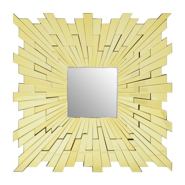 Orsina Large Square Wall Mirror, 90cm Framed Full Size Mirror With Reflective Tiled Border, Luxe Statement Mirror in Gold - image 1