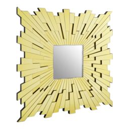 Orsina Large Square Wall Mirror, 90cm Framed Full Size Mirror With Reflective Tiled Border, Luxe Statement Mirror in Gold - thumbnail 2