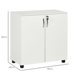 VINSETTO 2-Tier Locking Office Storage Cabinet File Organisation w/ Handles Keys in White - thumbnail 3
