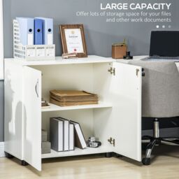 VINSETTO 2-Tier Locking Office Storage Cabinet File Organisation w/ Handles Keys in White - thumbnail 4