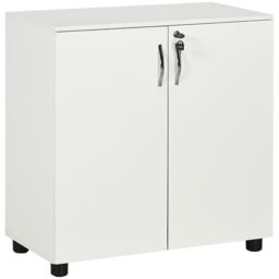 VINSETTO 2-Tier Locking Office Storage Cabinet File Organisation w/ Handles Keys in White - thumbnail 2