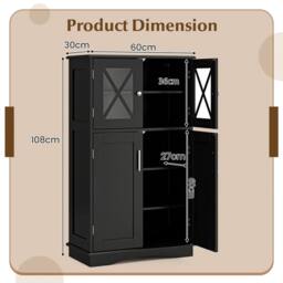 Havendro Bathroom Linen Storage Cabinet With Doors in Black - thumbnail 2