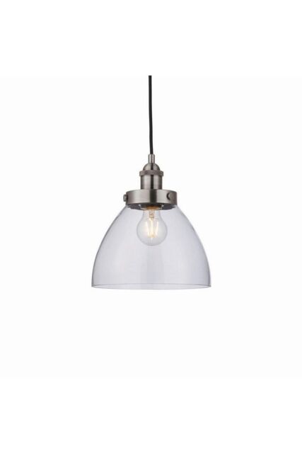 Netlighting Hansen Dome Pendant Light Brushed Silver Paint Clear Glass - image 1