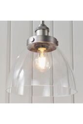 Netlighting Hansen Dome Pendant Light Brushed Silver Paint Clear Glass - thumbnail 6