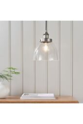 Netlighting Hansen Dome Pendant Light Brushed Silver Paint Clear Glass - thumbnail 4