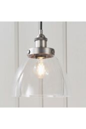 Netlighting Hansen Dome Pendant Light Brushed Silver Paint Clear Glass - thumbnail 2