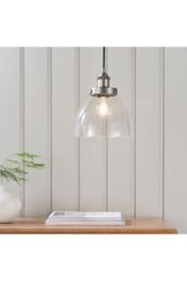 Netlighting Hansen Dome Pendant Light Brushed Silver Paint Clear Glass - thumbnail 3