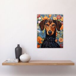Artery8 Dachshund Dog On Elegant Floral Backdrop William Morris Style Pattern Artwork Unframed Wall Art Print Poster Home Decor Premium - thumbnail 4